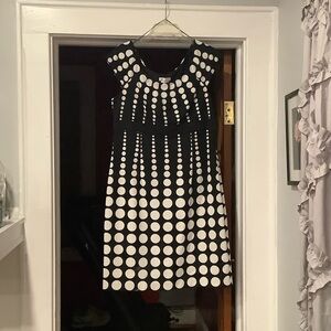 London Times Black and White Polka Dot Mini Dress